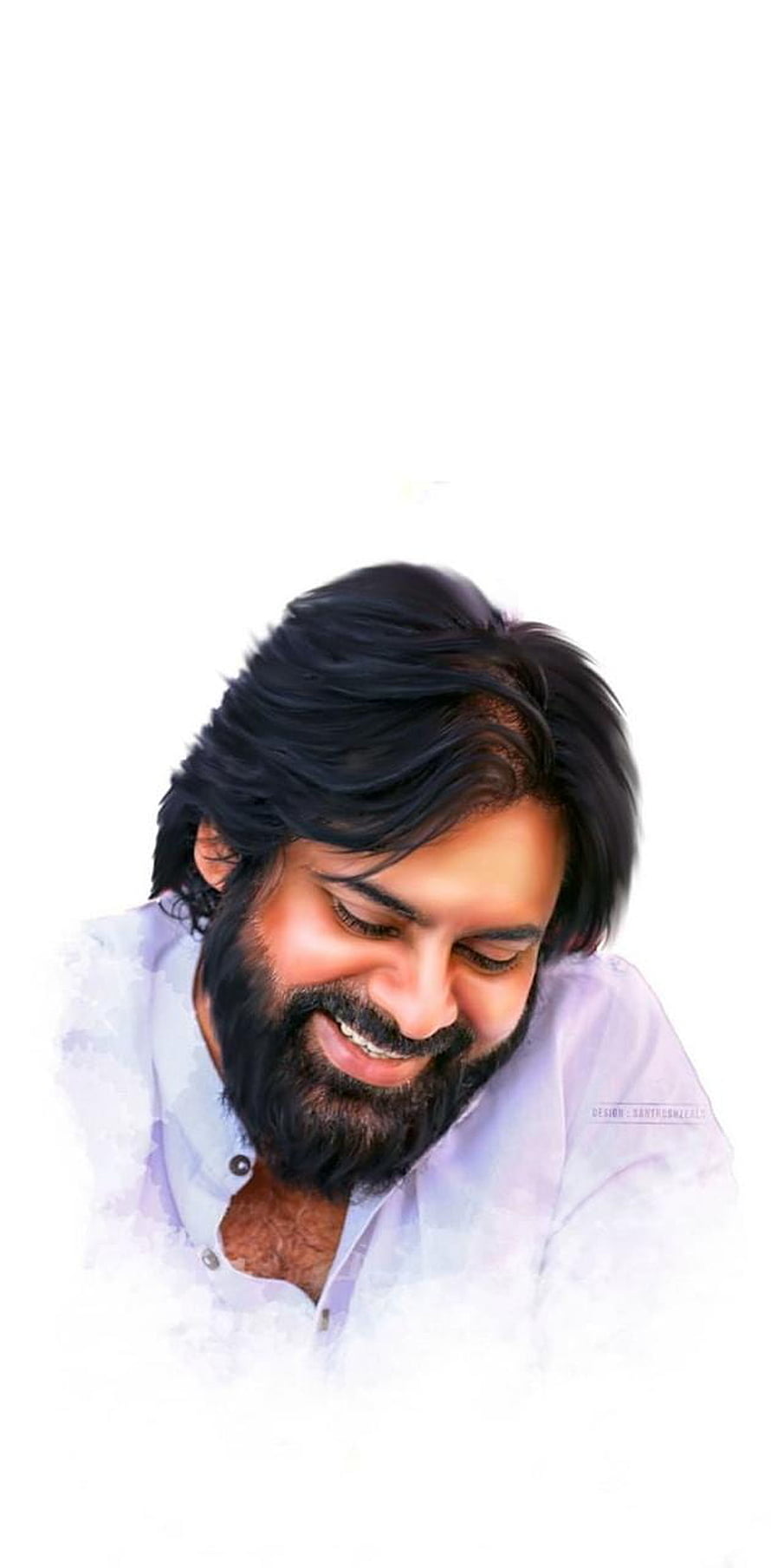 Smiling Bearded Man in Light Blue Shirt on White Background HD phone wallpaper