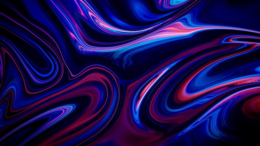 Vibrant Abstract Liquid Flow in Deep Blue, Purple, and Pink Tones HD wallpaper
