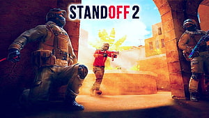 Standoff 2 Tactical Combat Scene With Armed Operatives In Desert Arena HD wallpaper