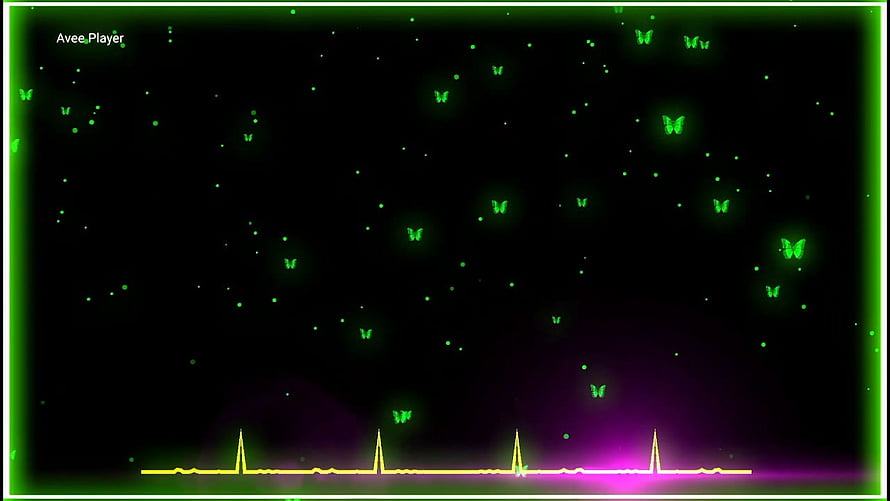 Glowing Green Fireflies and Audio Waveform on Dark Background HD wallpaper