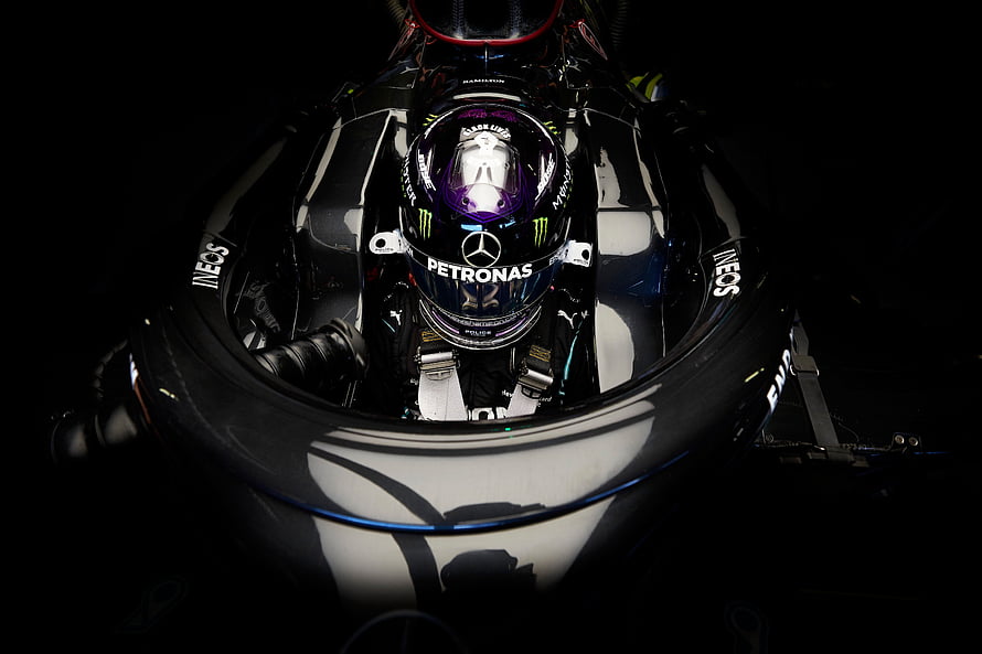 Lewis Hamilton in Mercedes F1 Cockpit with Petronas Helmet and INEOS Sponsorship HD wallpaper