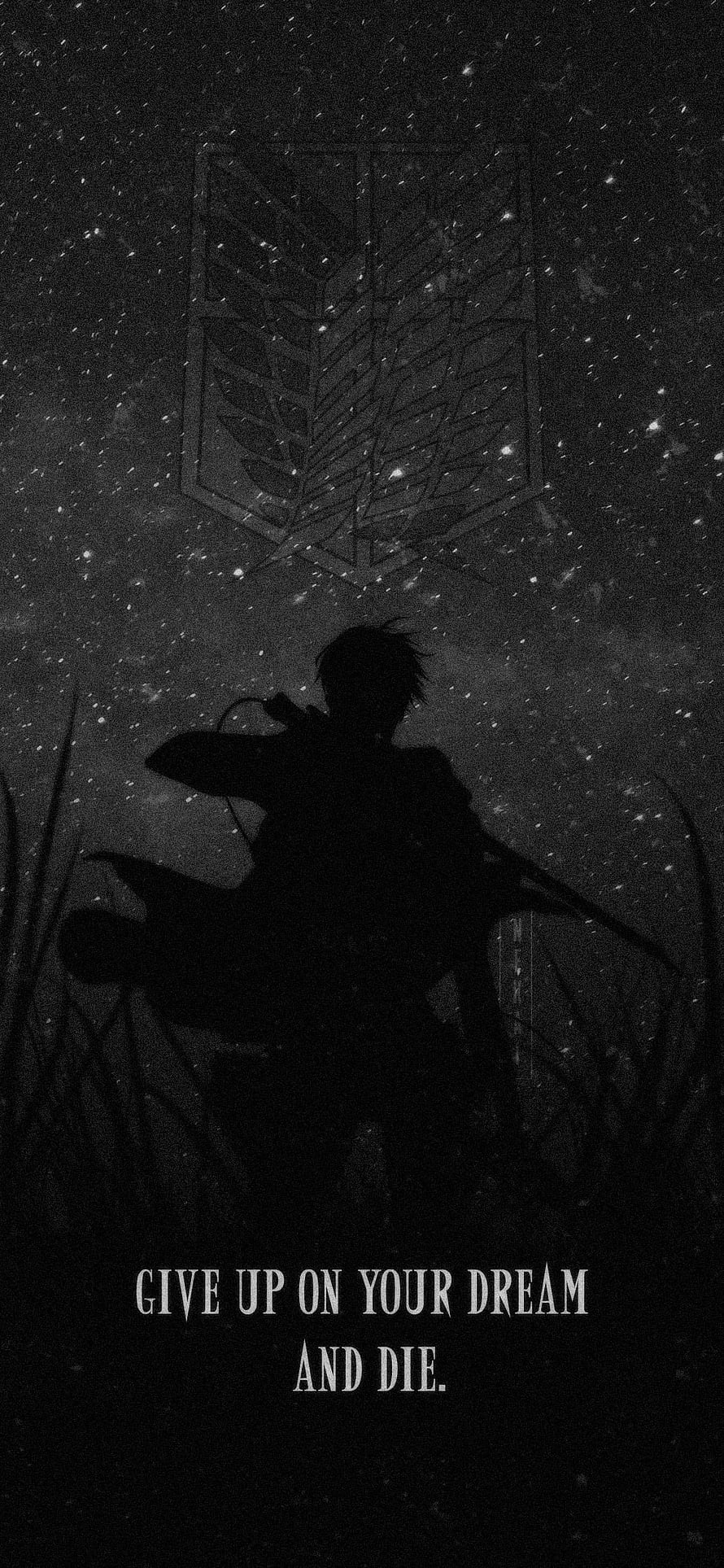 Attack on Titan Silhouette Under Wings of Freedom Emblem in Starry Night HD phone wallpaper