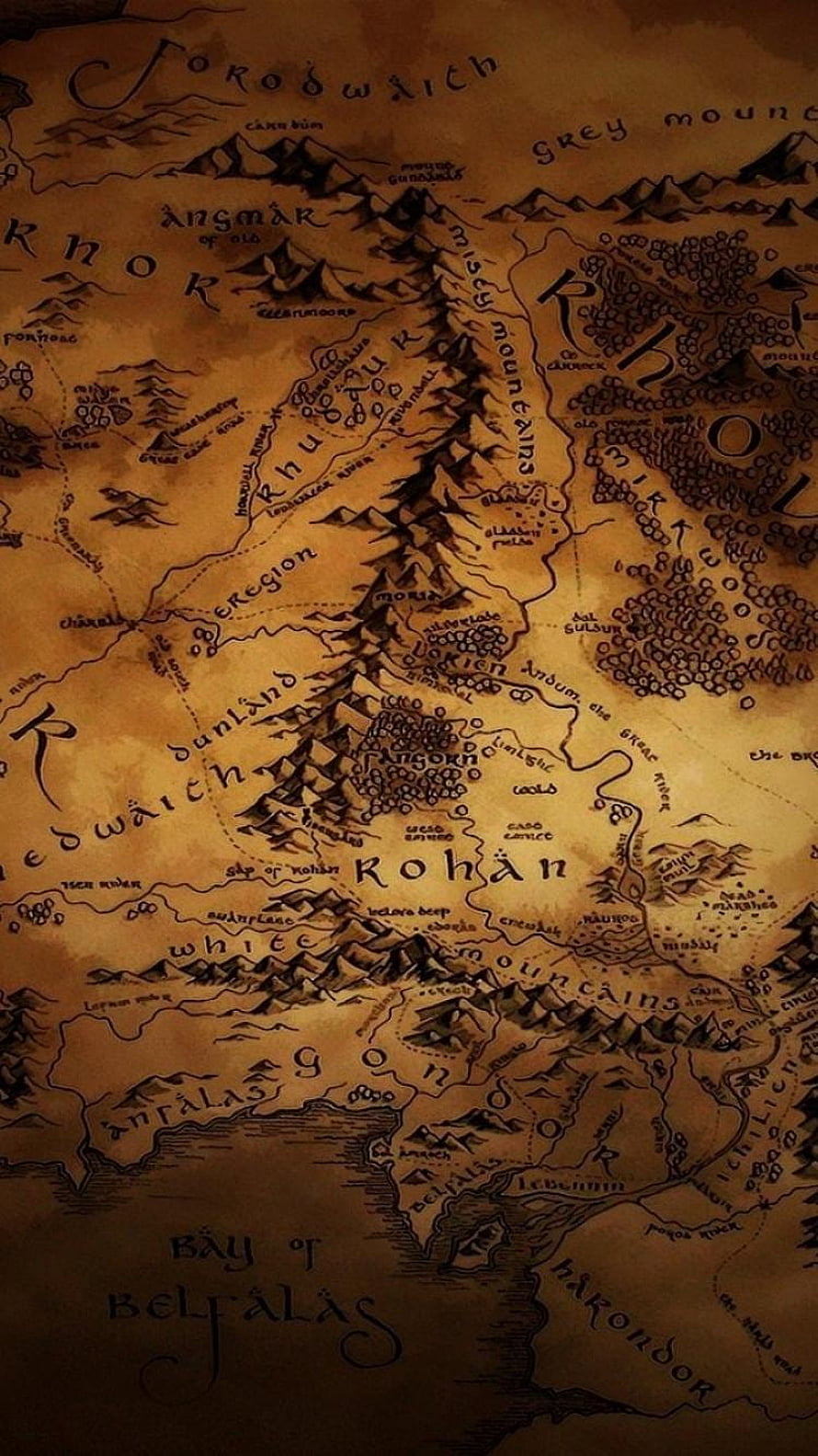 The Lord of the Rings Middle Earth Fantasy Map with Rohan and Mirkwood Regions HD phone wallpaper