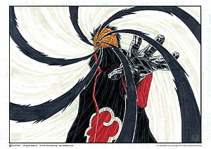 Obito Uchiha in Akatsuki Cloak with Kamui Dimensional Rift HD wallpaper
