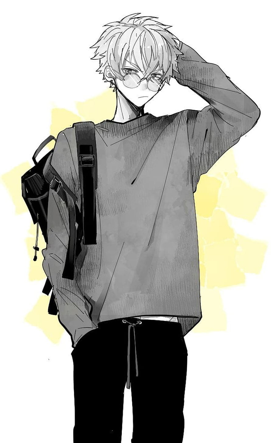 Anime Boy With Glasses And Backpack In Casual Streetwear HD phone wallpaper