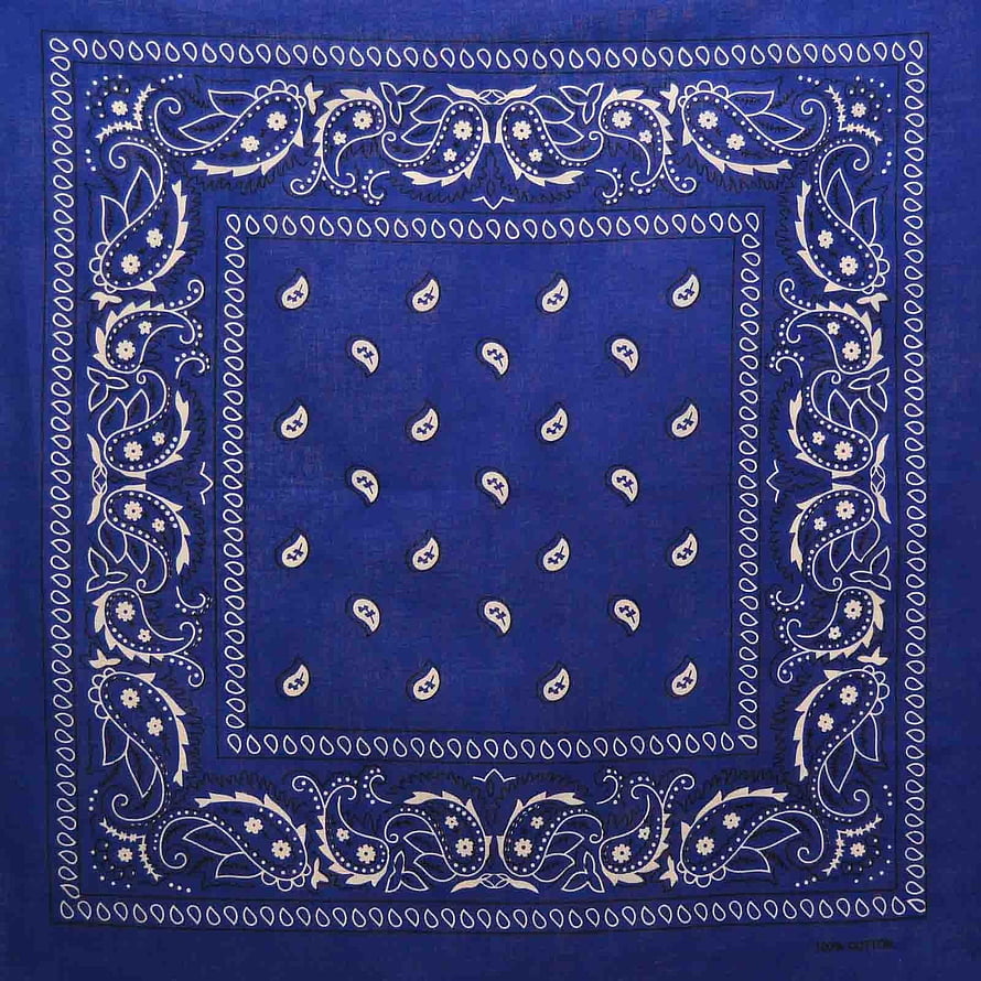 Classic Blue Paisley Bandana with Cream Floral Border and Center Motif Pattern HD phone wallpaper