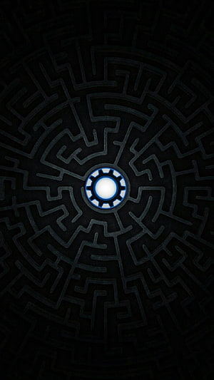 Dark Iron Man Arc Reactor Maze Pattern AMOLED Wallpaper HD phone wallpaper