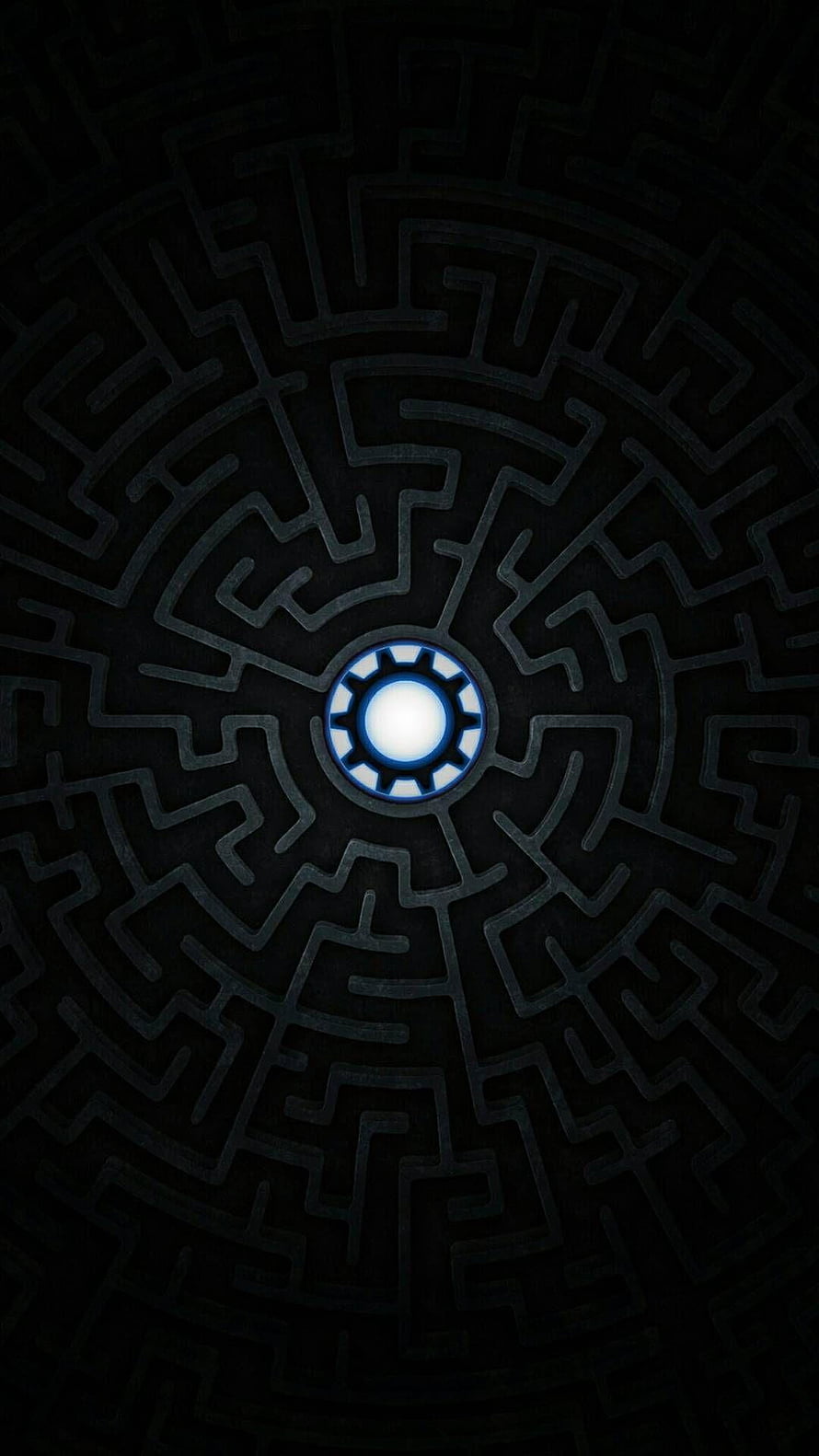 Dark Iron Man Arc Reactor Maze Pattern AMOLED Wallpaper HD phone wallpaper