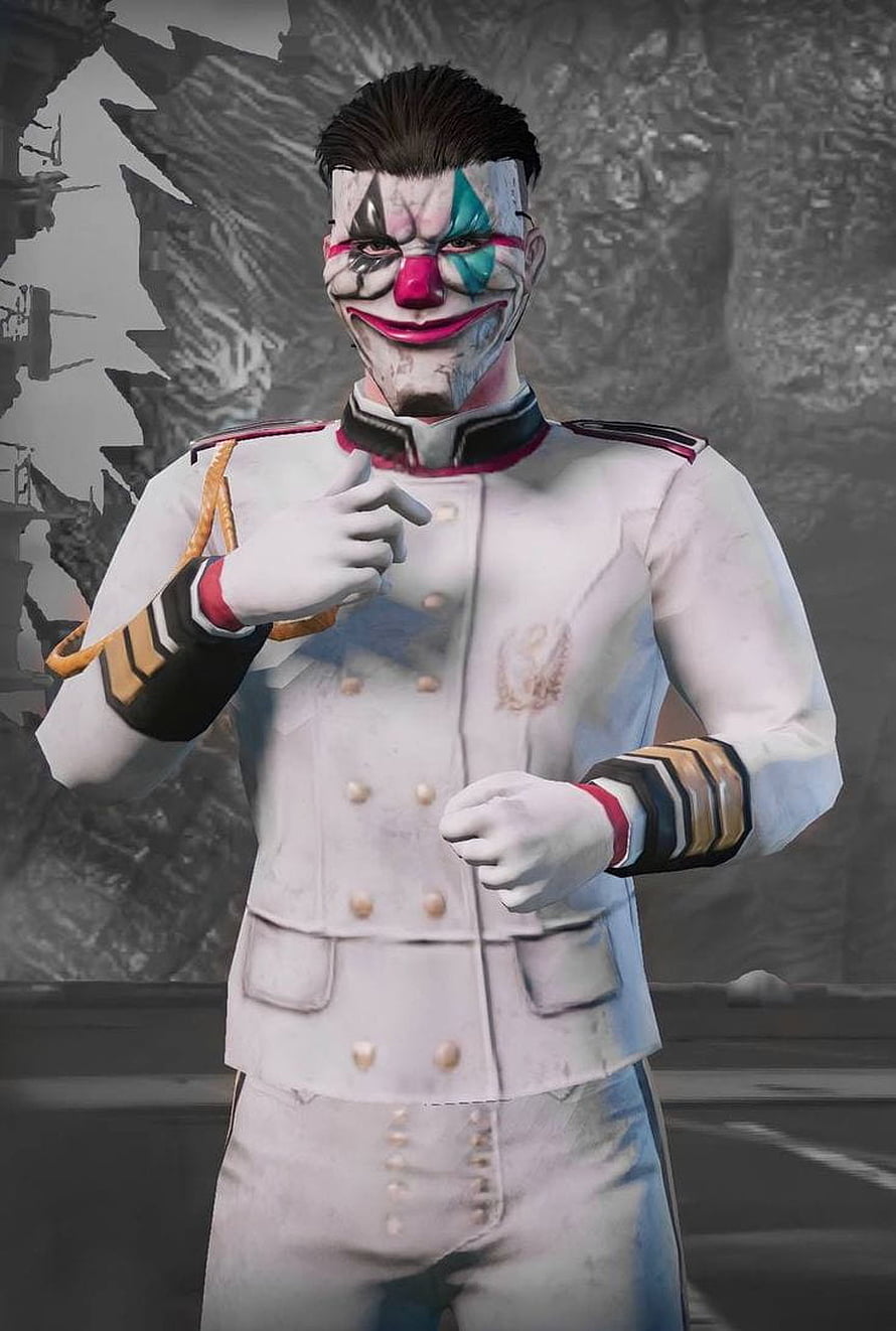 PUBG Mobile Joker Set Character in White Military Uniform with Clown Face Paint HD phone wallpaper