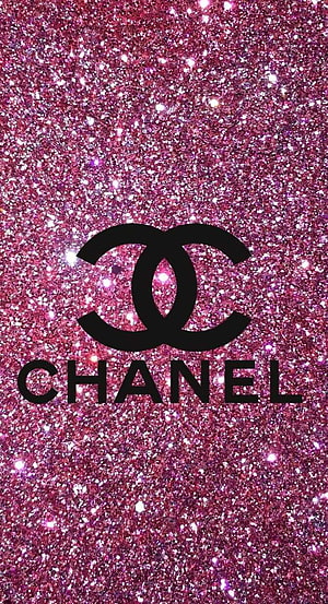 Chanel Logo on Sparkling Pink Glitter Background HD phone wallpaper