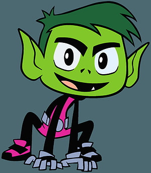 Beast Boy from Teen Titans Go in a playful crouching pose with green skin and pink accents HD phone wallpaper