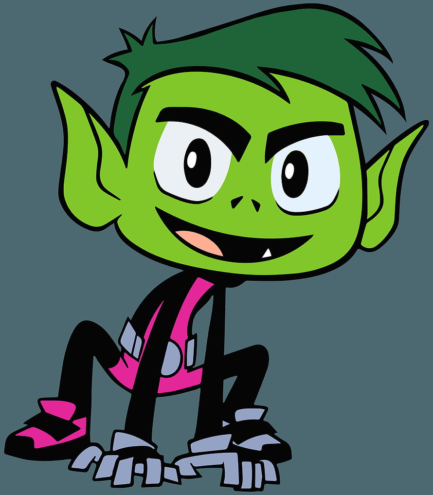 Beast Boy from Teen Titans Go in a playful crouching pose with green skin and pink accents HD phone wallpaper