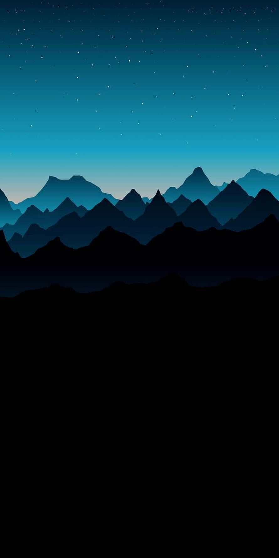 Minimalist Night Sky Mountain Silhouette Landscape with Starry Gradient HD phone wallpaper