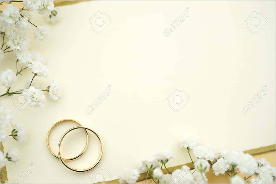 Elegant Gold Wedding Rings With White Baby's Breath Flowers On Cream Background HD wallpaper