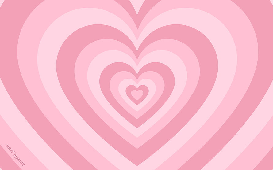 Concentric Pink Hearts Minimalist Aesthetic Pattern Design HD wallpaper