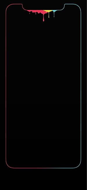 Minimalist iPhone Xs Outline with Colorful Dripping Paint on Black Background HD phone wallpaper