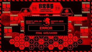 Nerv Magi Emergency Condition Red Interface with Hexagonal Grid and Error Display HD wallpaper