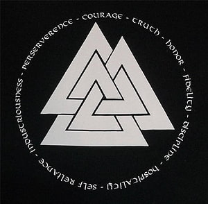 Norse Viking Rune Symbol with Warrior Virtues on Black Background HD wallpaper