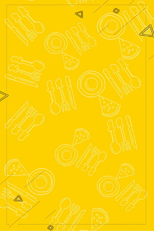 Yellow Restaurant Menu Background With Doodle Cutlery, Pizza Slices, and Geometric Accents HD phone wallpaper