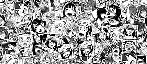 Black and White Anime Ahegao Face Collage Wallpaper HD wallpaper