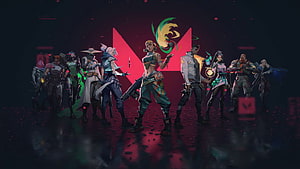 Valorant Agent Roster Lineup Against Neon Red Background HD wallpaper