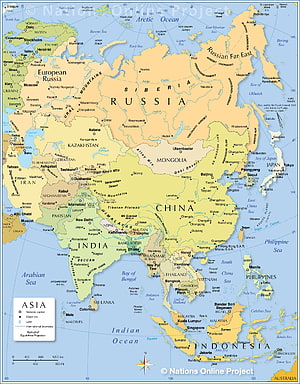 Detailed Political Map of Asia Featuring Russia China India and Southeast Asia HD phone wallpaper
