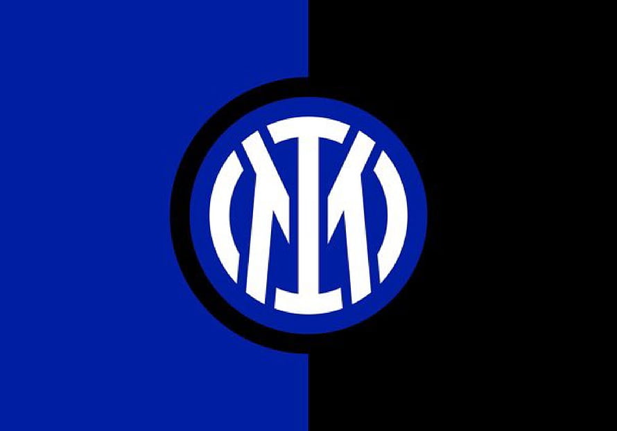 Inter Milan Official Club Crest on Split Blue and Black Background HD wallpaper