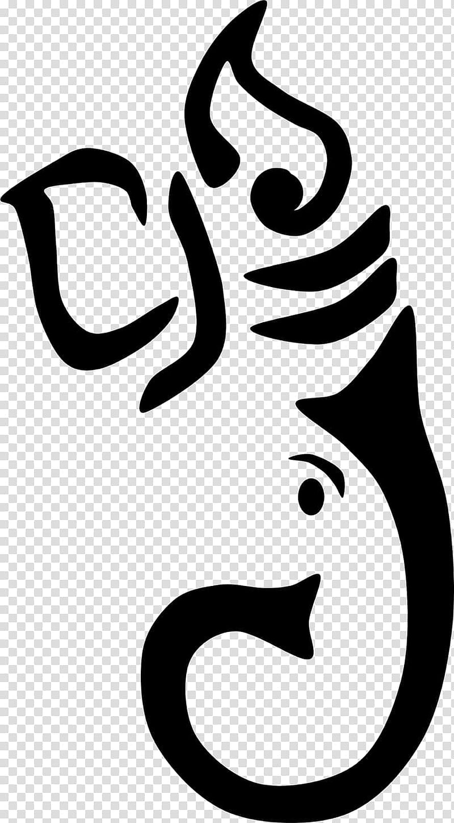 Minimalist Black Line Art of Ganesha Head with Transparent Background HD phone wallpaper