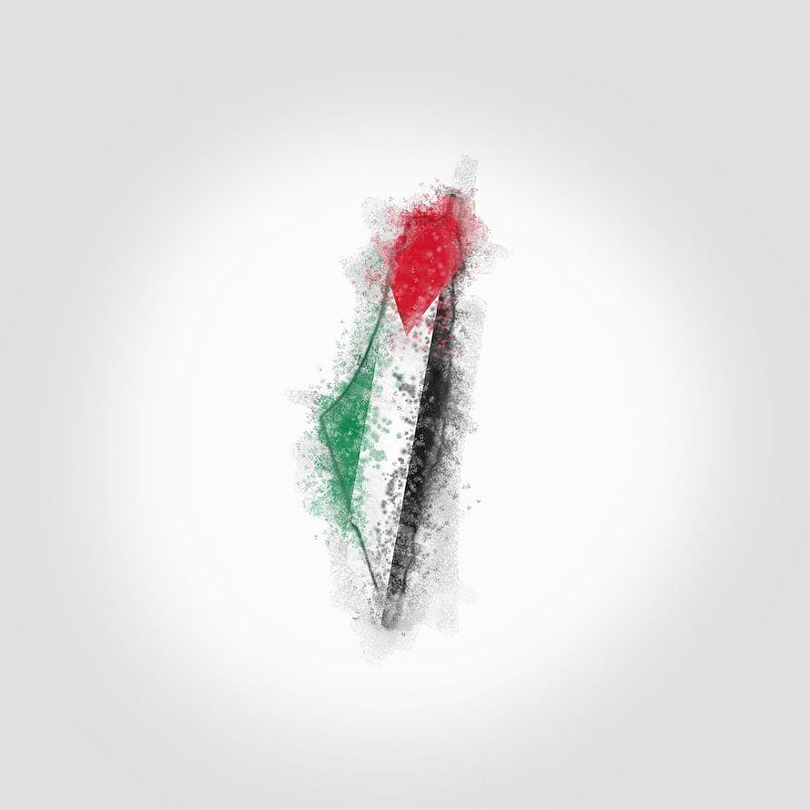 Palestine Map Artwork in Watercolor and Particle Style on White Background HD phone wallpaper