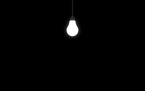 Glowing Light Bulb Hanging in Dark Minimalist Black Background HD wallpaper