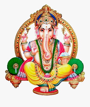 Lord Ganesha Seated on Ornate Throne with Modak and Axe in Traditional Indian Art Style HD phone wallpaper