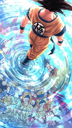 Goku unleashes a massive energy vortex in Dragon Ball Z anime artwork HD phone wallpaper