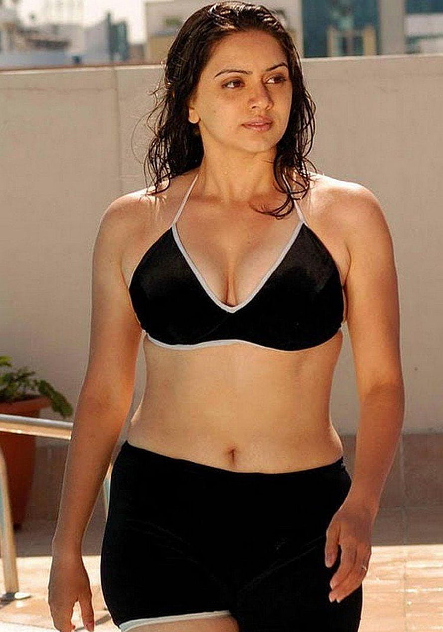 Shruti Marathe in Black Sports Bra and Shorts on Rooftop Terrace HD phone wallpaper