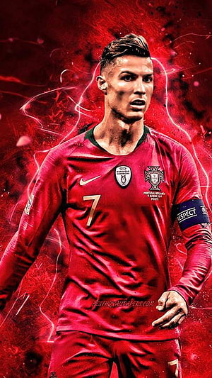Cristiano Ronaldo Portugal National Team Red Jersey Portrait HD phone wallpaper