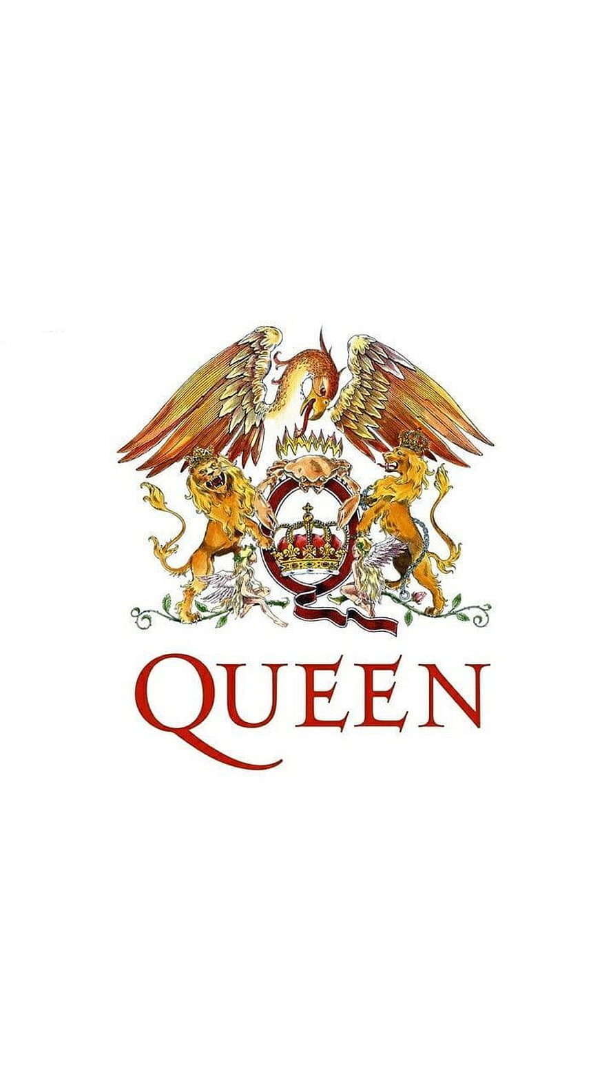 Queen Band Logo Featuring Royal Coat of Arms with Lions and Eagle HD phone wallpaper