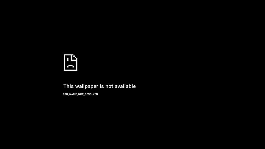 Minimalist Black Error Screen with Broken File Icon and Unavailable Wallpaper Message HD wallpaper