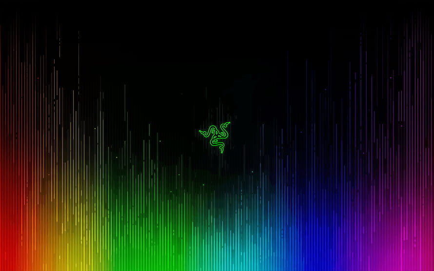 Razer Chroma RGB Spectrum with Glowing Green Logo on Dark Background HD wallpaper