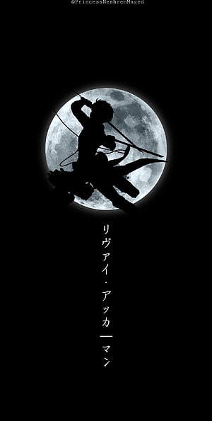 Levi Ackerman Silhouette Against Full Moon in Attack on Titan Dark Artwork, Levi Ackerman, attack on titan dark HD phone wallpaper