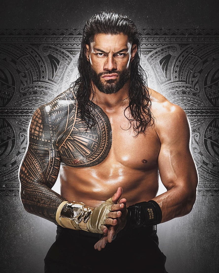 Roman Reigns Tribal Chief Portrait With Polynesian Tattoos And Wrestling Gloves, roman reigns tribal chief, #Tribal Chief HD phone wallpaper