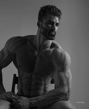 Black and White Portrait of a Muscular Bearded Man with Defined Abs, 11 Giga Chad ideas, #giga chad HD phone wallpaper