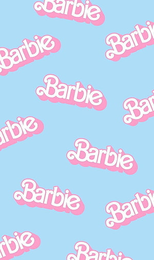 Barbie Logo Pattern Wallpaper with Pink and Blue Retro Design HD phone wallpaper