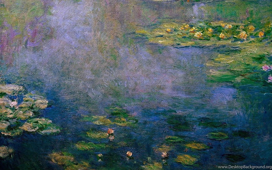 Claude Monet Water Lilies Impressionist Pond Painting with Soft Reflections and Lush Green Foliage HD wallpaper