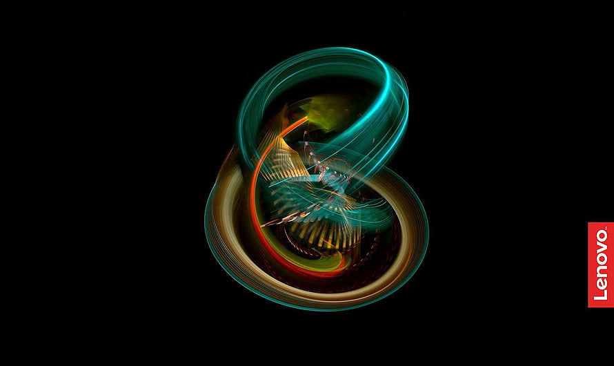 Lenovo Abstract Light Trails on Black Background HD wallpaper