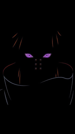Pain Yahiko from Naruto Shippuden with glowing purple Rinnegan eyes in dark shadow HD phone wallpaper