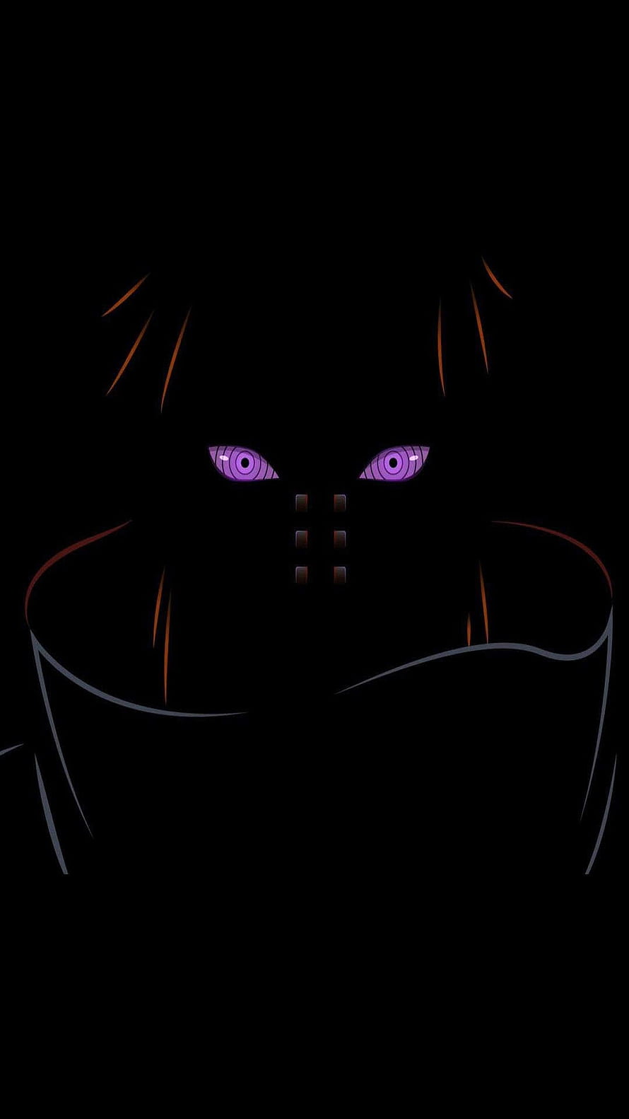 Pain Yahiko from Naruto Shippuden with glowing purple Rinnegan eyes in dark shadow HD phone wallpaper