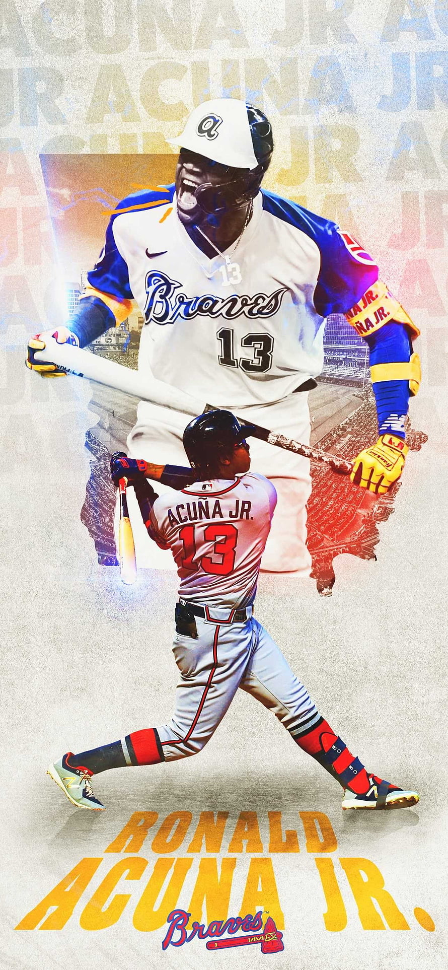 Ronald Acuna Jr. Atlanta Braves Baseball Player Action Poster HD phone wallpaper