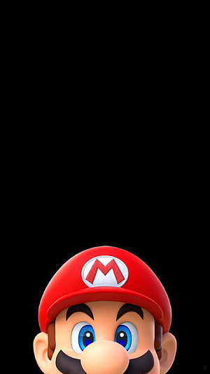 Mario Face Close-Up on Black Background HD phone wallpaper