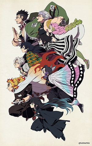 Demon Slayer Hashira Group Portrait Anime Illustration HD phone wallpaper
