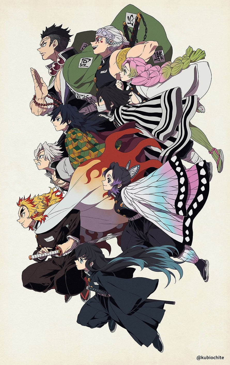 Demon Slayer Hashira Group Portrait Anime Illustration HD phone wallpaper