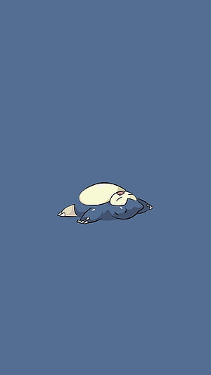 Cute Chibi Snorlax Sleeping on Blue Background HD phone wallpaper